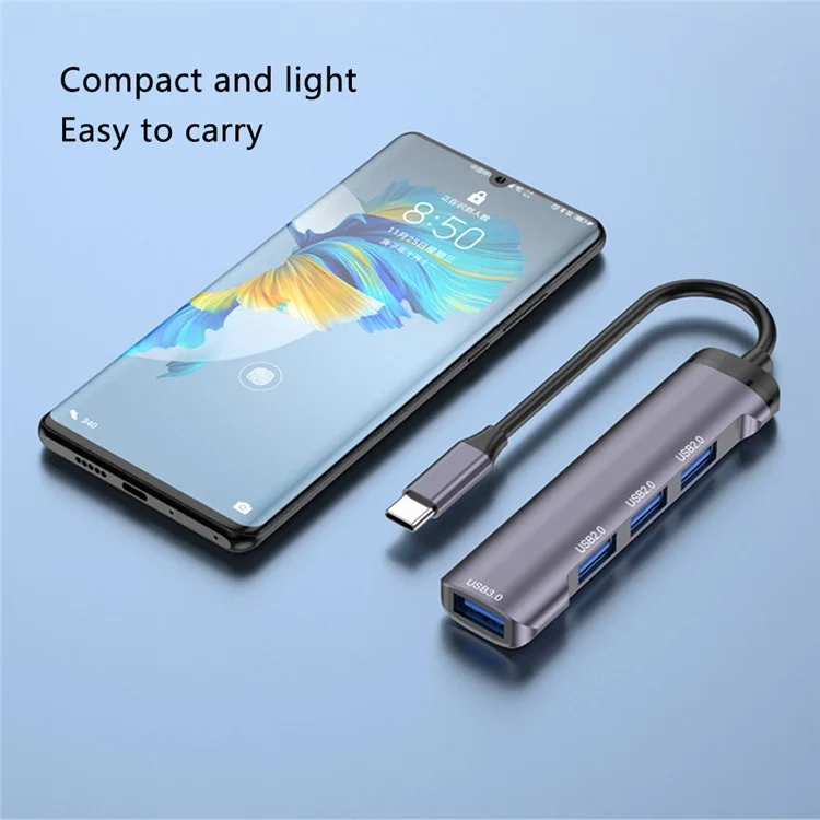 T-503 4-in-1 Type-C Docking Station USB-C zu USB2.0x3 + USB3.0 HUB Adapter - Grau