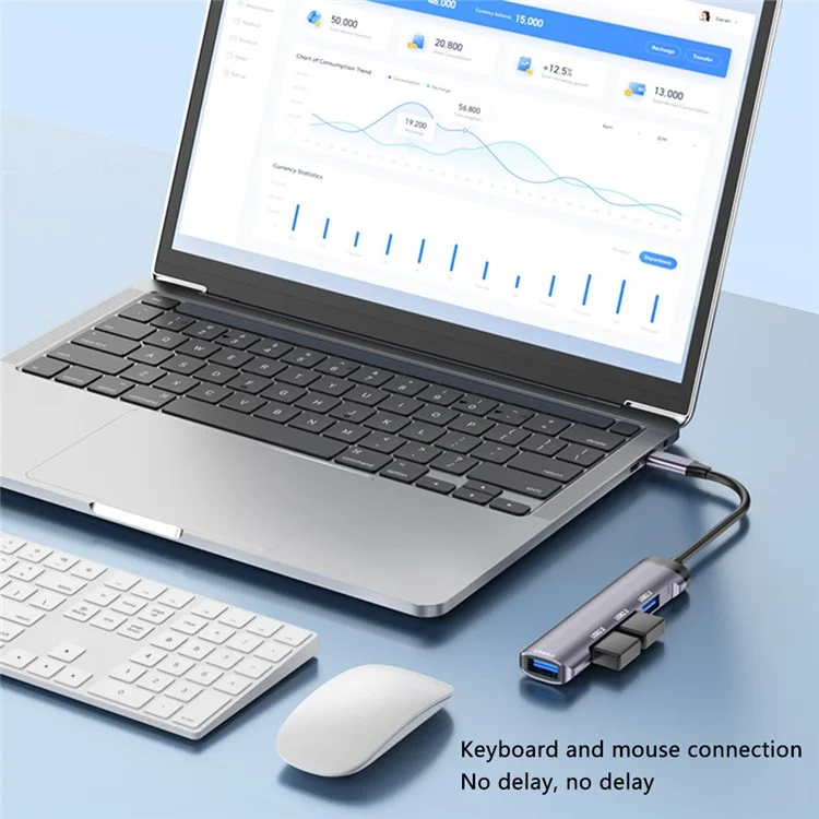 T-503 4-in-1 Type-C Docking Station USB-C zu USB2.0x3 + USB3.0 HUB Adapter - Grau