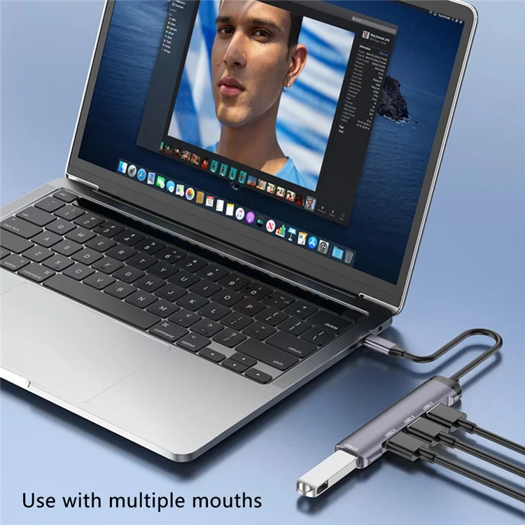 T-503 4-in-1 Type-C Docking Station USB-C zu USB2.0x3 + USB3.0 HUB Adapter - Grau