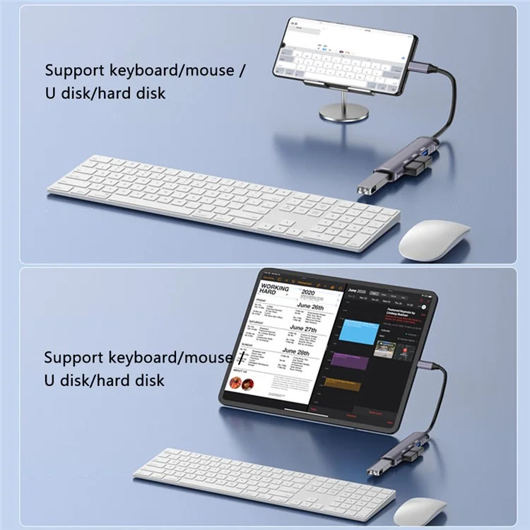 T-503 4-in-1 Type-C Docking Station USB-C zu USB2.0x3 + USB3.0 HUB Adapter - Grau