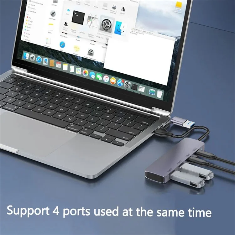 T-32C USB 3.0 + Typ-C 4-Port-Hub Aluminiumlegierung Dockingstation mit 2-in-1-Kabel