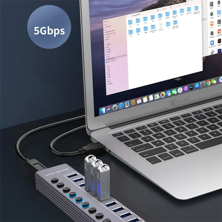 U310 10-in-1 USB 3.0-Erweiterungshub-Expander mit USB-Stromladestatio
n mit einzelnem Schalter + Licht