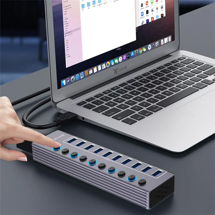 U310 10-in-1 USB 3.0-Erweiterungshub-Expander mit USB-Stromladestatio
n mit einzelnem Schalter + Licht