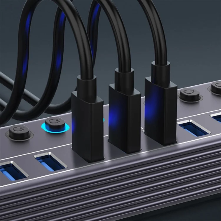 U310 10-in-1 USB 3.0-Erweiterungshub-Expander mit USB-Stromladestatio
n mit einzelnem Schalter + Licht
