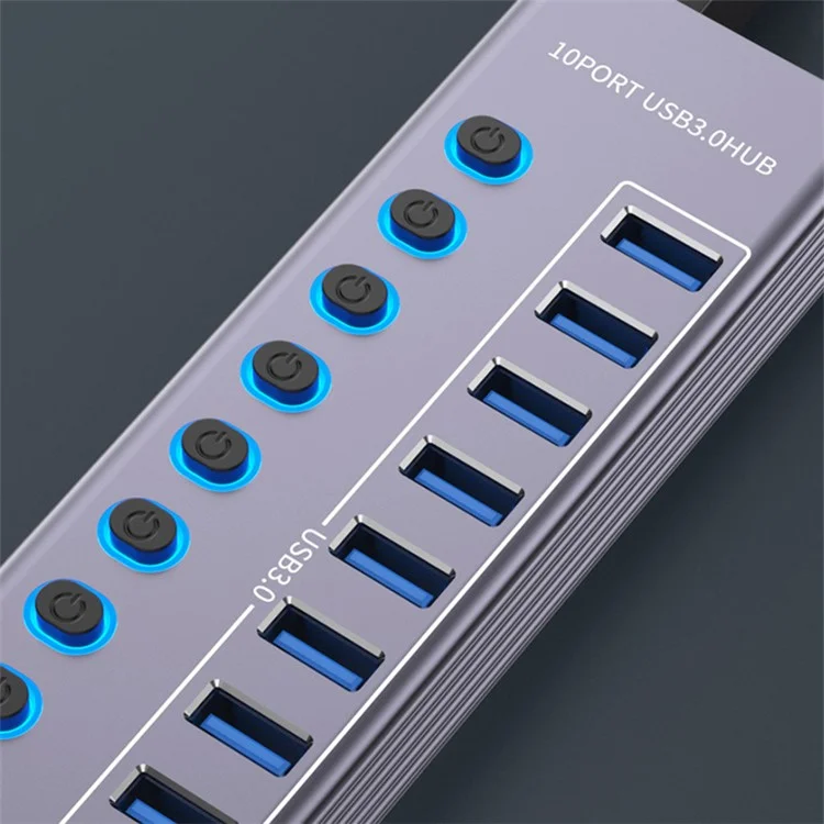 U310 10-in-1 USB 3.0-Erweiterungshub-Expander mit USB-Stromladestatio
n mit einzelnem Schalter + Licht