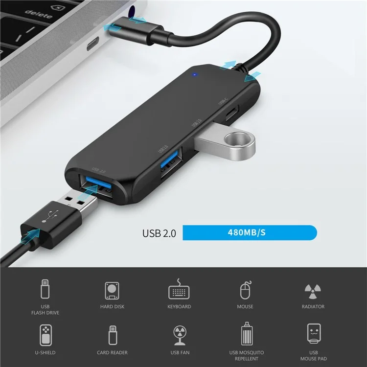 Concentrateur USB de type C ST31 Laptop Expansion Splitter Multi-Fonctionnel Station d'accueil