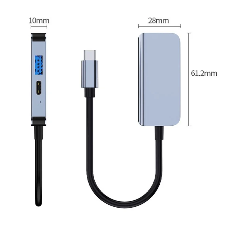2122 Laptop Expansion Type-C a USB3.0+HD+PD Hub Splitter Multi-Funcional Estación de Acoplamiento