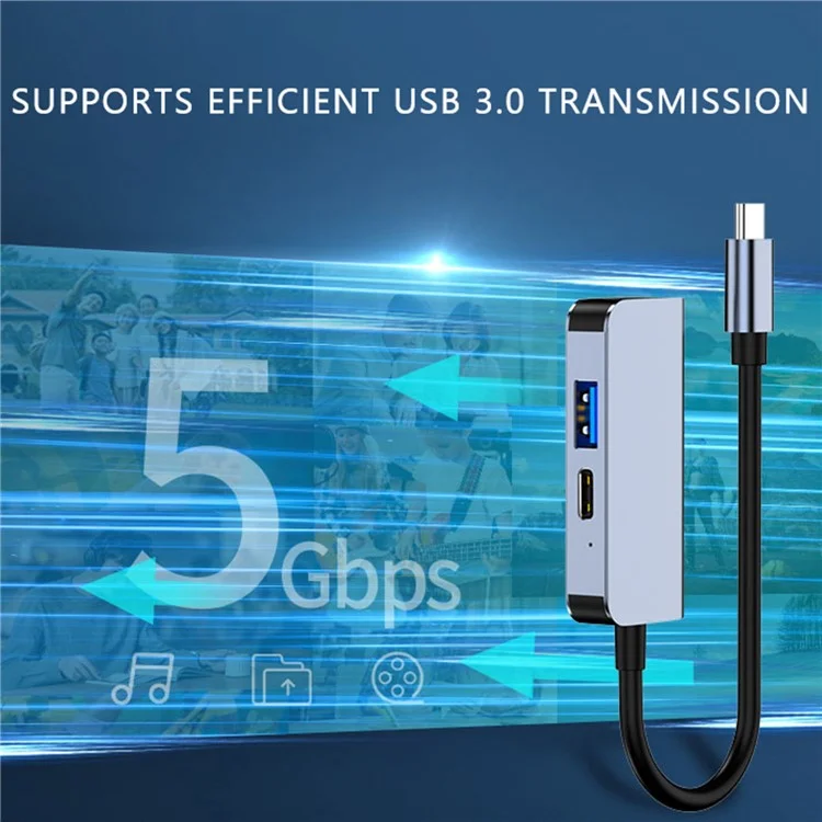 2122 Laptop Expansion Type-C a USB3.0+HD+PD Hub Splitter Multi-Funcional Estación de Acoplamiento