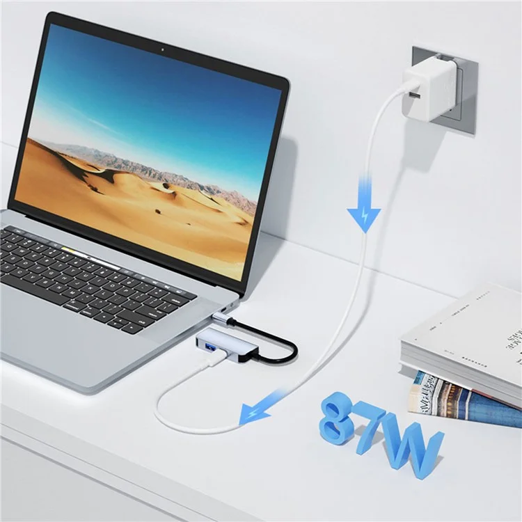 2122 Laptop Expansion Type-C a USB3.0+HD+PD Hub Splitter Multi-Funcional Estación de Acoplamiento