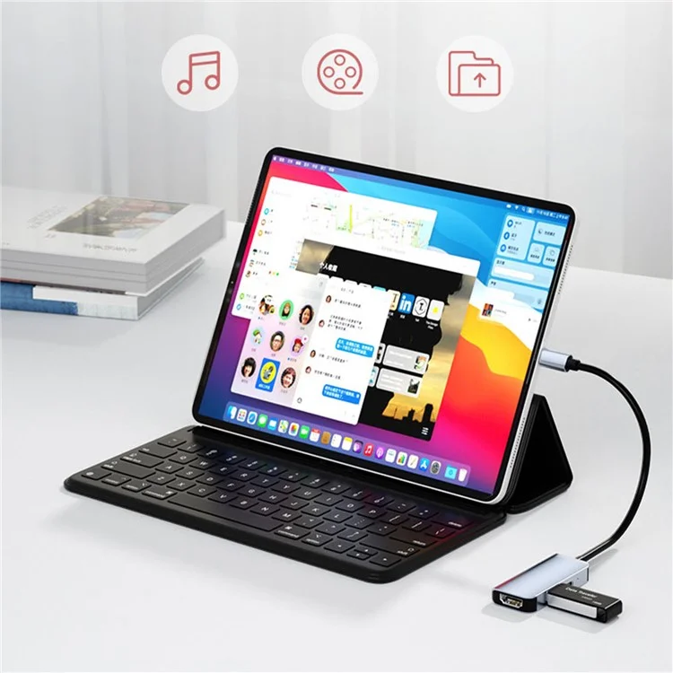 2122 Laptop Expansion Type-C a USB3.0+HD+PD Hub Splitter Multi-Funcional Estación de Acoplamiento