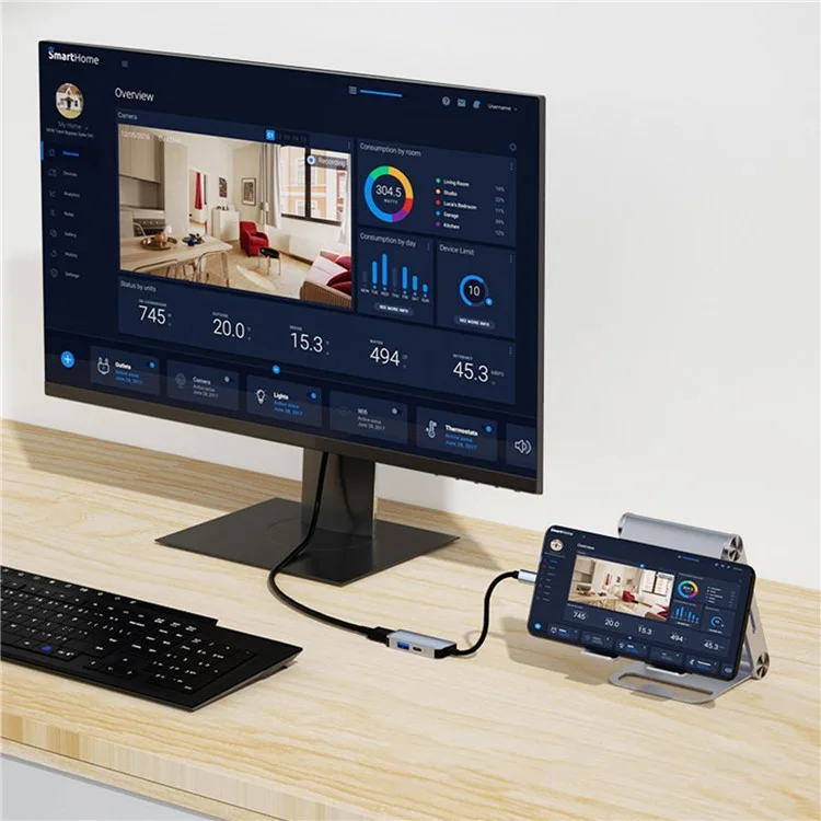 2122 Laptop Expansion Type-C a USB3.0+HD+PD Hub Splitter Multi-Funcional Estación de Acoplamiento