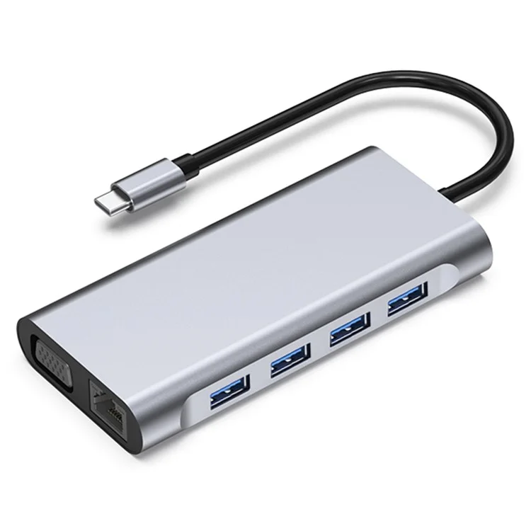 Estación de acoplamiento 2110 11 en 1 con conector Type-C 4K*2K@30Hz Centro de conexión multipuerto USB Lector de tarjetas Adaptador
