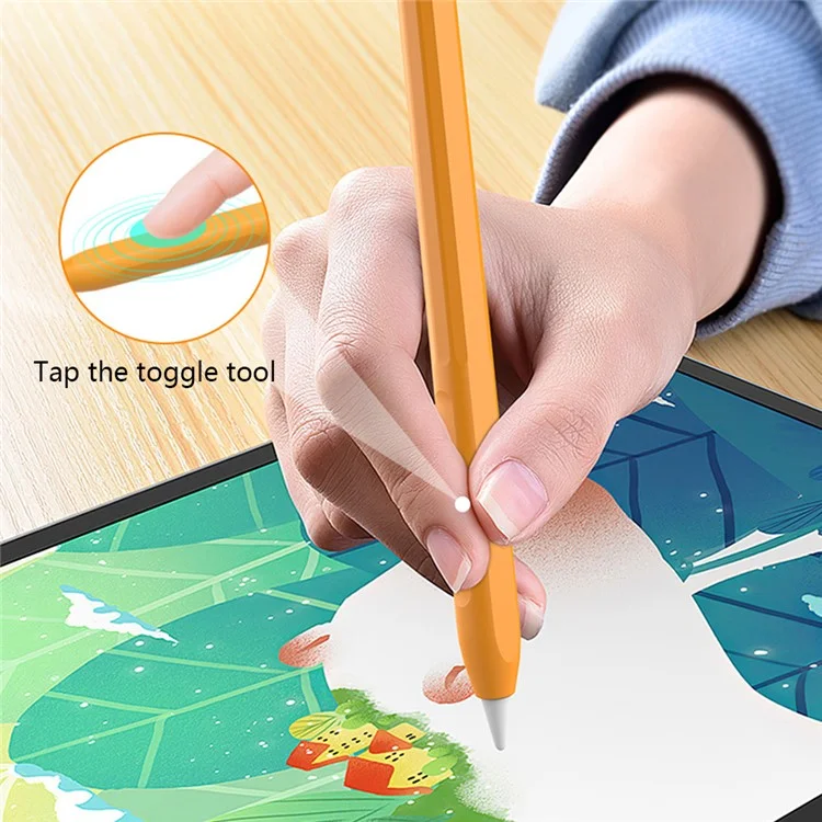 For Apple Pencil Pro Silicone Sleeve Color Splicing Stylus Pen Protective Skin Cover - Orange+Red