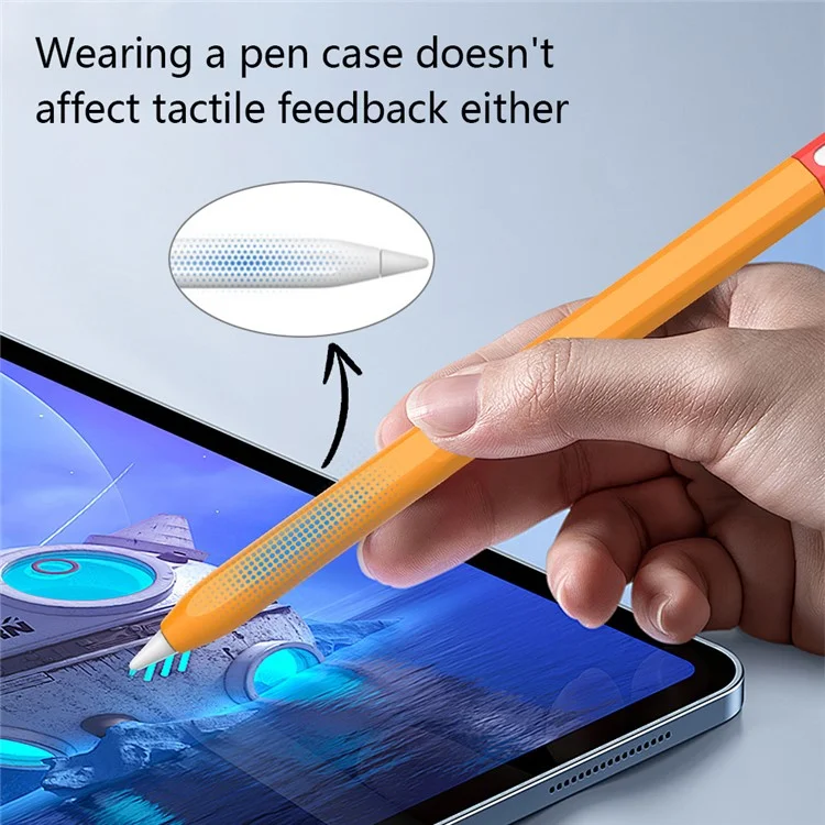 For Apple Pencil Pro Silicone Sleeve Color Splicing Stylus Pen Protective Skin Cover - Orange+Red