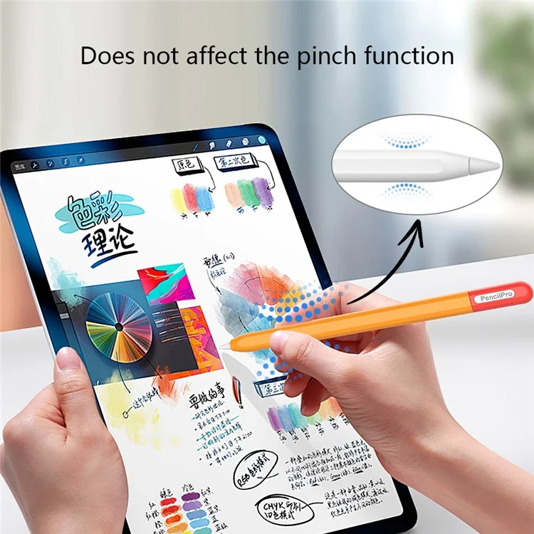 For Apple Pencil Pro Silicone Sleeve Color Splicing Stylus Pen Protective Skin Cover - Orange+Red