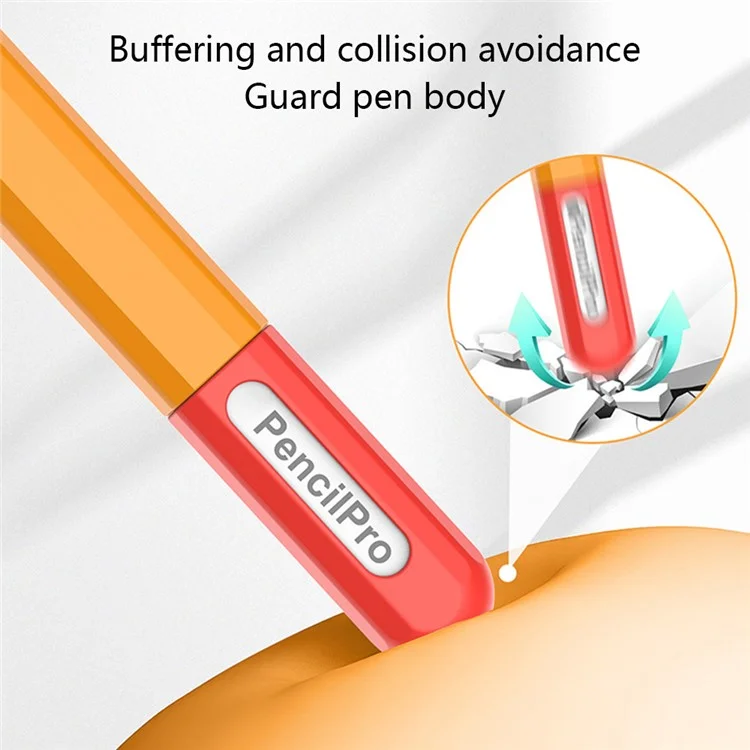 For Apple Pencil Pro Silicone Sleeve Color Splicing Stylus Pen Protective Skin Cover - Orange+Red