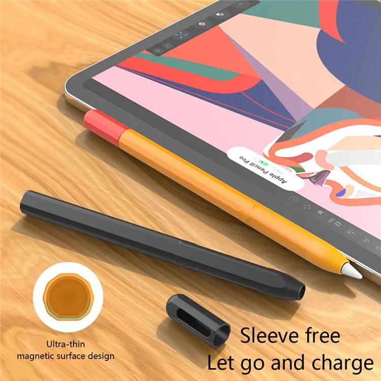 For Apple Pencil Pro Silicone Sleeve Color Splicing Stylus Pen Protective Skin Cover - Orange+Red