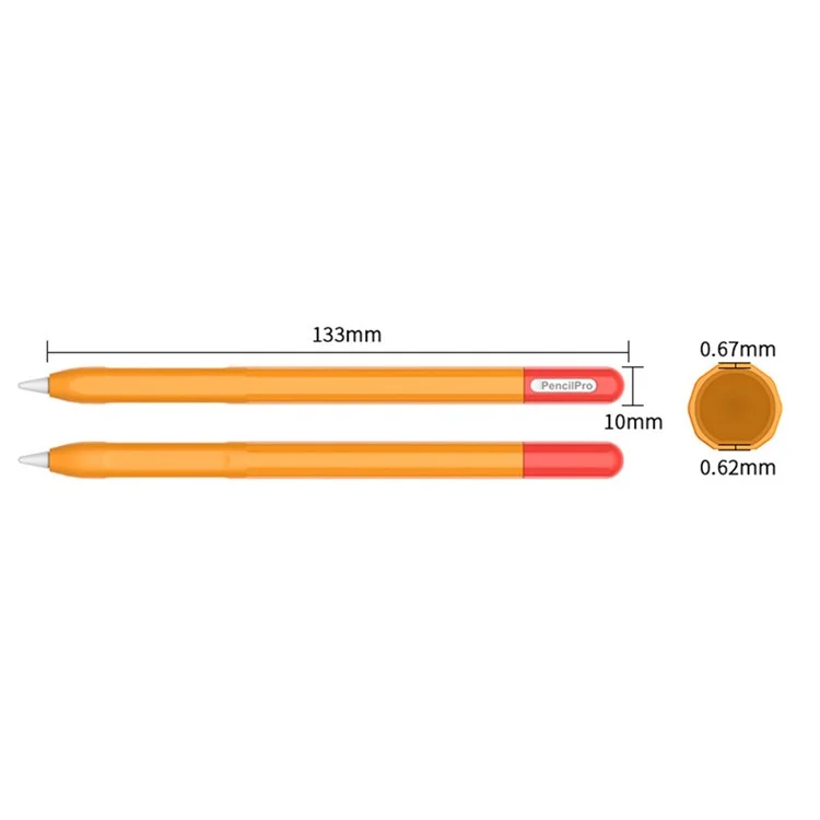 For Apple Pencil Pro Silicone Sleeve Color Splicing Stylus Pen Protective Skin Cover - Orange+Red