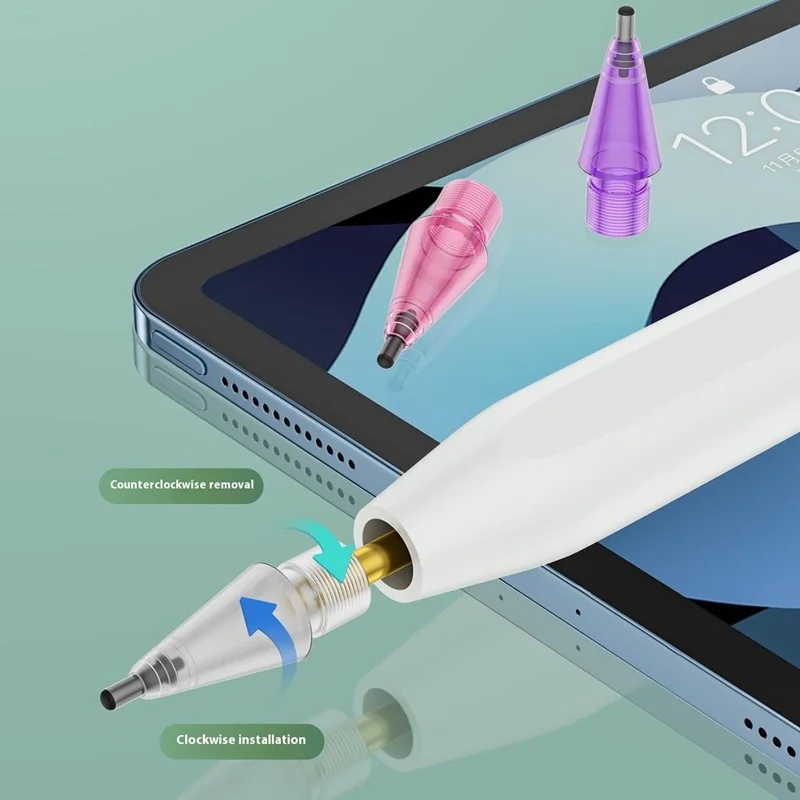 For Apple Pencil (2nd Generation) / Pencil (1st Generation) / Pencil (USB-C) / Pencil Pro Tips 2B Damping Silent - Fine Point / Transparent Yellow