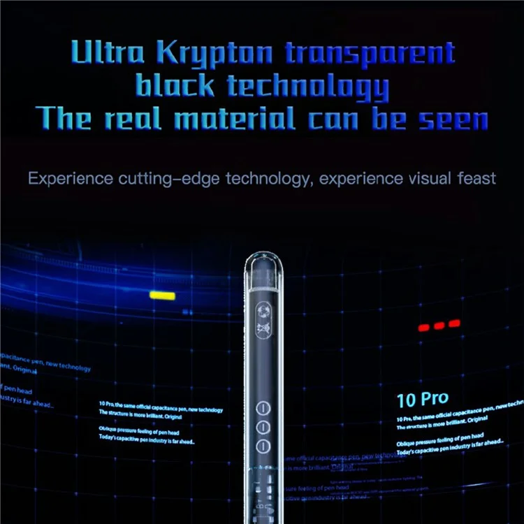 10pro Transparent Active Capacitive Pen Tilt Sensitivity and Palm Rejection Stylus for iPad (Wireless Charging)