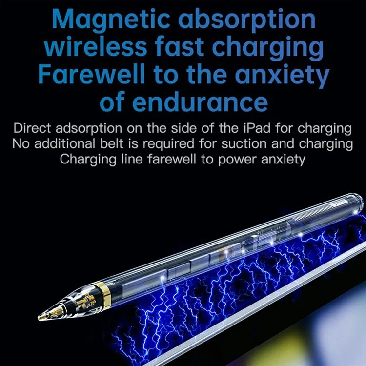 10pro Transparent Active Capacitive Pen Tilt Sensitivity and Palm Rejection Stylus for iPad (Wireless Charging)