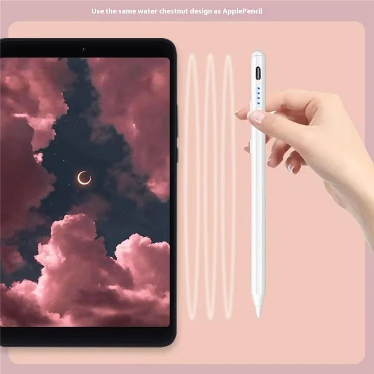 Stylus com 4 LEDs com rejeição de palma, fixação magnética para iPad OS 12.2+ (2018 em diante)