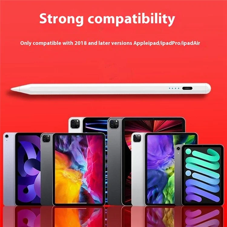 Stylus com 4 LEDs com rejeição de palma, fixação magnética para iPad OS 12.2+ (2018 em diante)