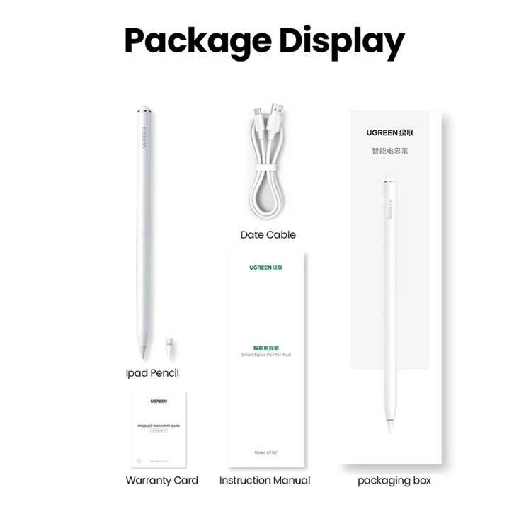 Bolígrafo estilográfico UGREEN de aleación de aluminio con control de toque preciso y punta de POM de 1,5 mm para iPad 6 / 7 / 8 / 9 / 10
