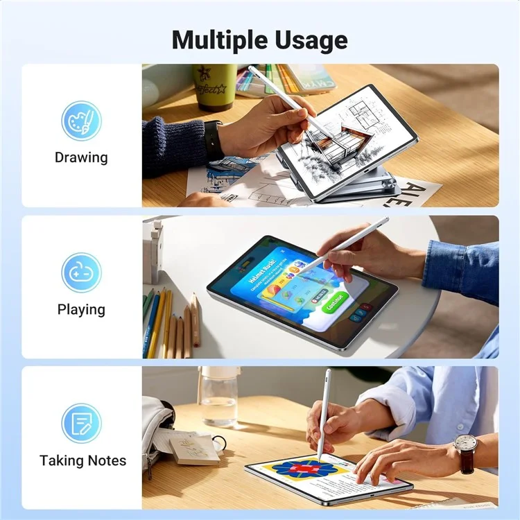 Bolígrafo estilográfico UGREEN de aleación de aluminio con control de toque preciso y punta de POM de 1,5 mm para iPad 6 / 7 / 8 / 9 / 10