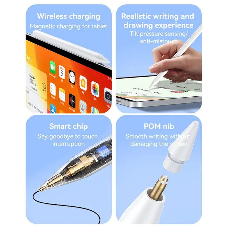YESIDO ST18 Lápiz Stylus para iPad con Carga Inalámbrica y Sujeción Magnética para Pantalla Táctil