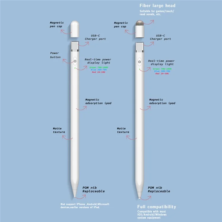P7-C Universal Active Stylus for Ipad / Huawei / Xiaomi / Microsoft Tablets Capacitive Touchscreen Pen