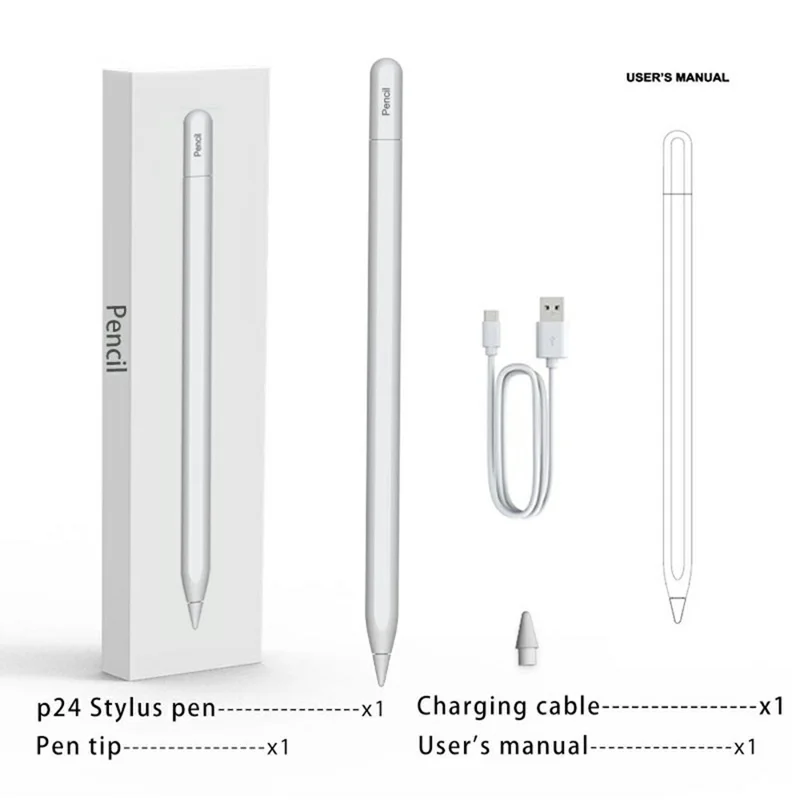 P24 Magnetic Wireless Stylus for iPad 2018 - 2024 Active Capacitive Touch Screen Pen with Palm Rejection