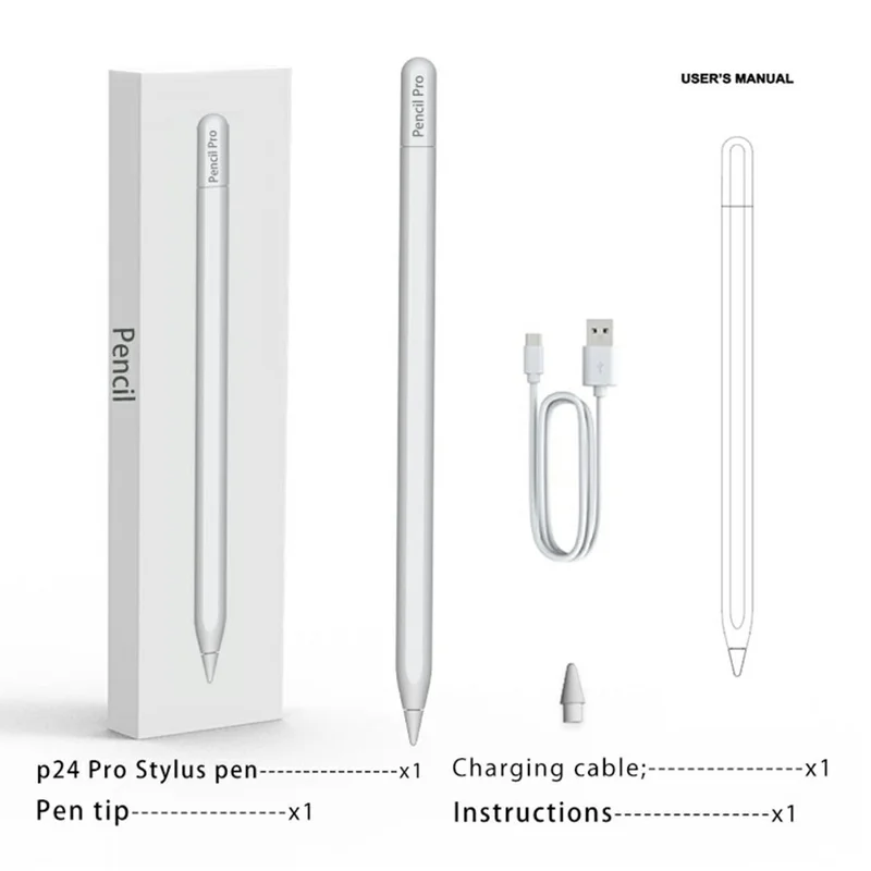P24pro 1,7 mm Spitze Aktiver kapazitiver Stylus Magnetischer kabellose Touchscreen-Stift für iPad