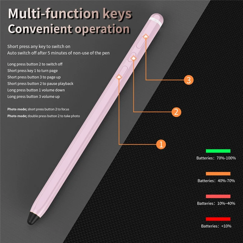 For Samsung Galaxy Z Fold7 5G Capacitive Pen Bluetooth-Compatible Digital Precision Input Writing Stylus - Pink