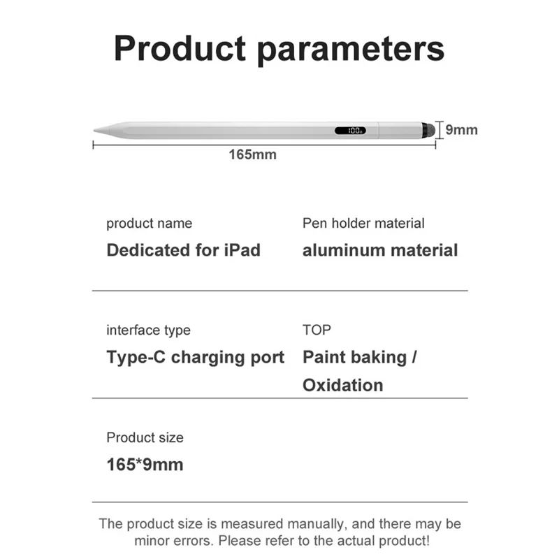 KHD-403 Caneta digital para iPad 2018-2025 com rejeição de palma, ativa magnética e capacitiva com display de LED