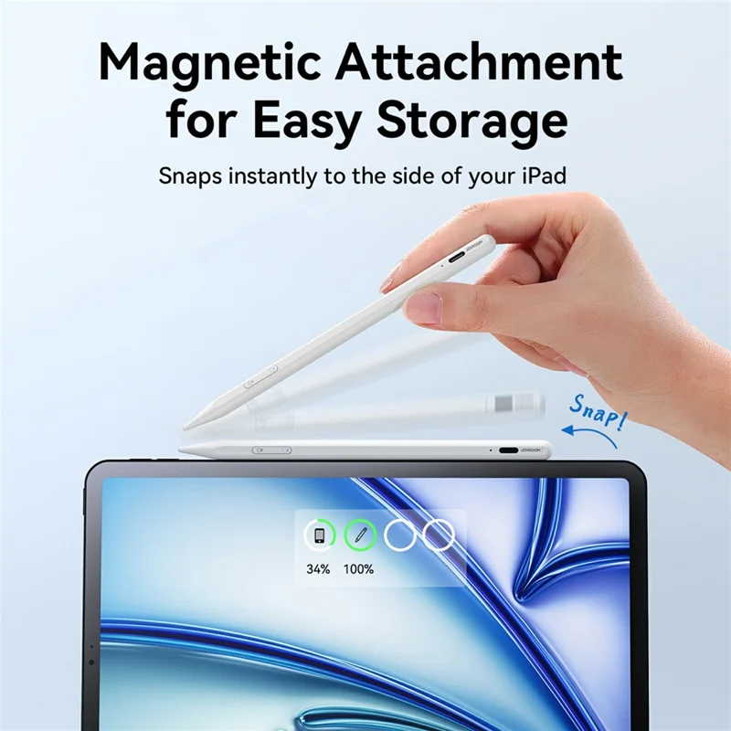 JOYROOM JR-K12 Pro Active Capacitive Stylus Pen Type-C Fast Charging Pencil with 2Pcs Tips - White