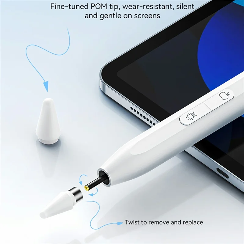 JOYROOM JR-K12 Pro Active Capacitive Stylus Pen Type-C Fast Charging Pencil with 2Pcs Tips - White