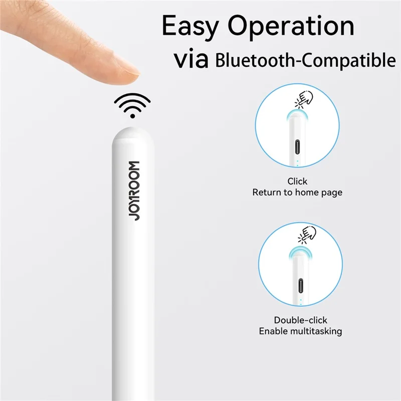JOYROOM JR-X9S PRO Caneta Stylus Capacitiva Ativa com Carregamento Rápido Type-C e 2 Pontas - Branco