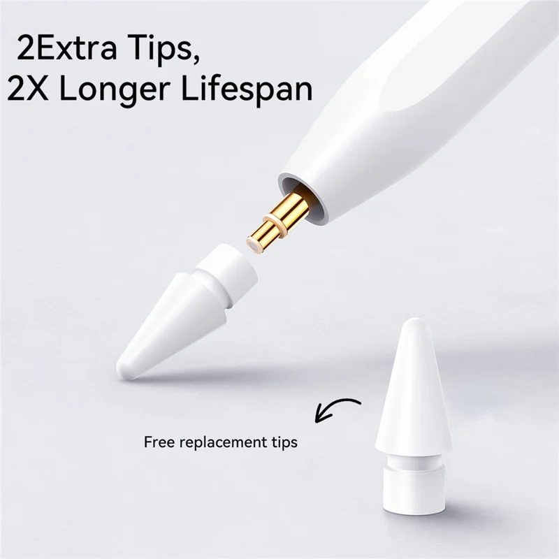 JOYROOM JR-X9S PRO Caneta Stylus Capacitiva Ativa com Carregamento Rápido Type-C e 2 Pontas - Branco