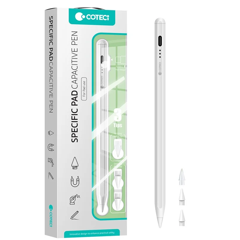 COTECI IP-013 Stylus Pen for iPad Type-C Fast Charging Anti-Accidental Touch Pencil - White