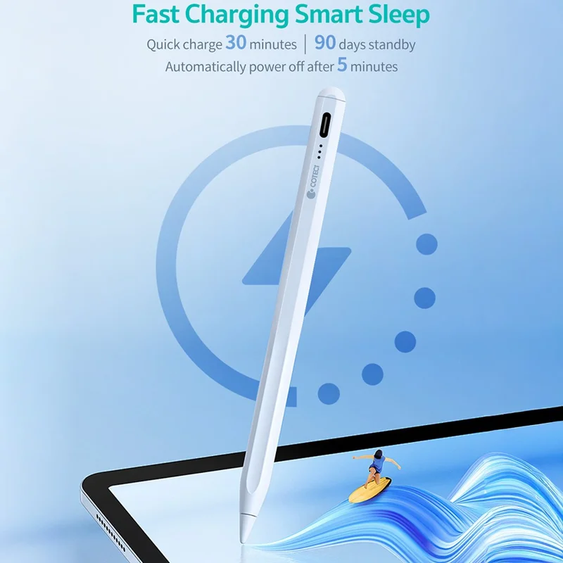 COTECI IP-013 Stylus Pen for iPad Type-C Fast Charging Anti-Accidental Touch Pencil - White