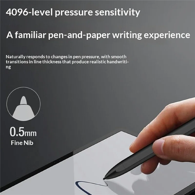 DC028 Electromagnetic Stylus 4096 Level Pressure Sensitive 0.5mm Fine Nib No-Charging Eraser Pen - Black