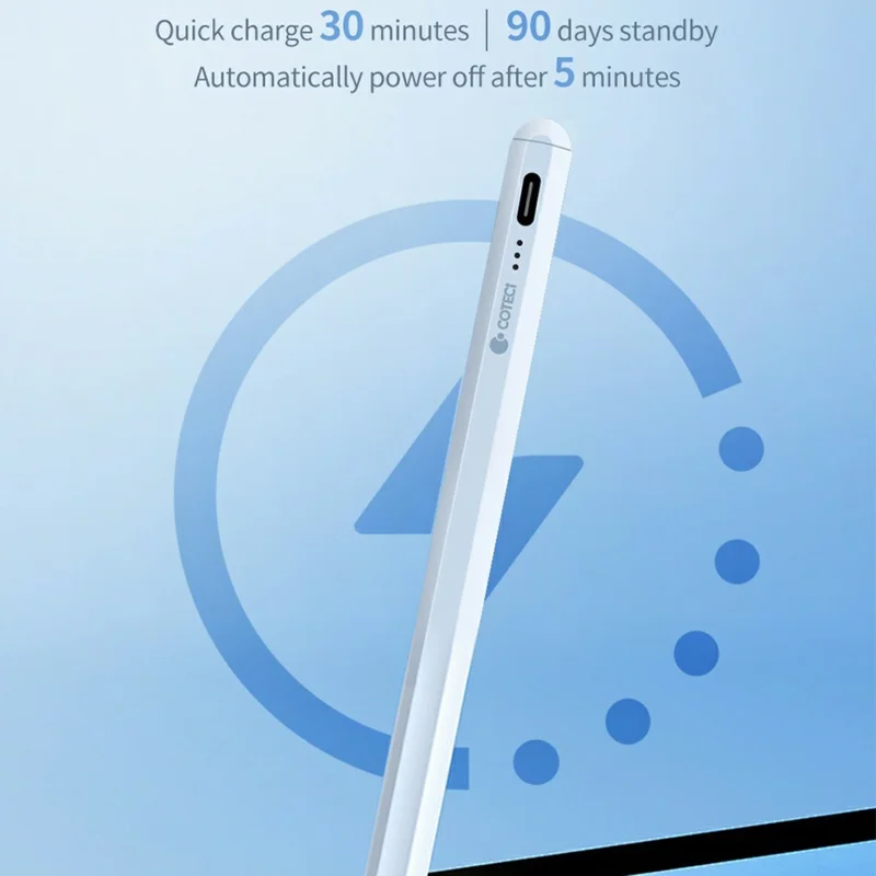COTECI IP-013 P1 Capacitive Pen Type-C Charging Anti-Accidental Touch for iPad - White