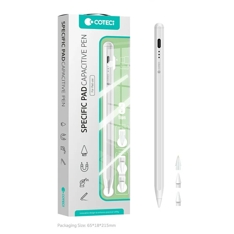COTECI IP-013 P1 Capacitive Pen Type-C Charging Anti-Accidental Touch for iPad - White