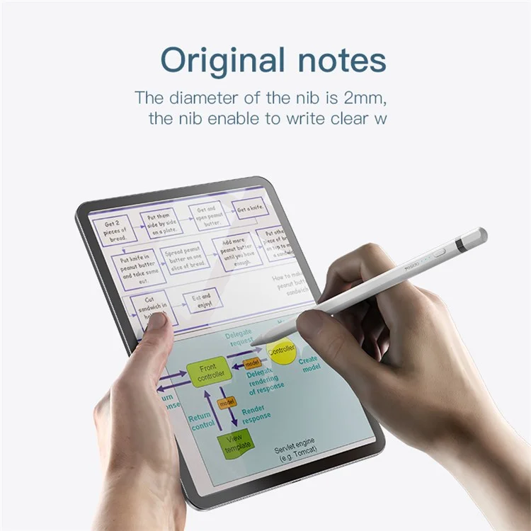 Yesido ST08 Capacitivo Ativo Stylus Lenta Livomento Tontra Compatível Compatível Com Ipad Air (2020) / Pro 11 Polegadas (2018) /(2020) - Plugue Tipo c.