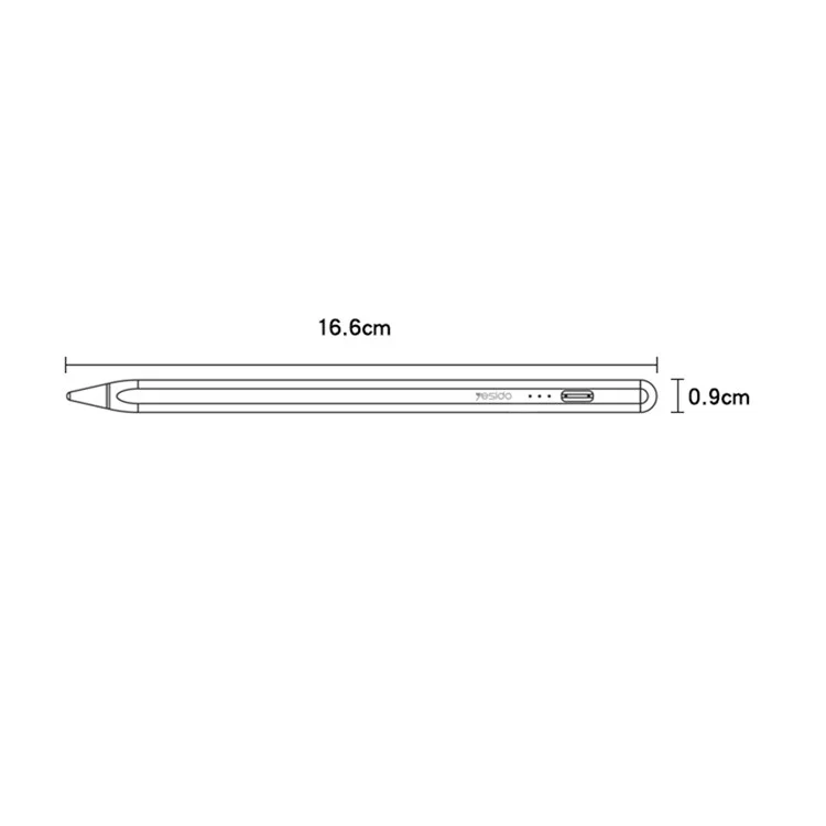 YESIDO ST07 Active Capacitive Stylus Lightweight Touch Screen Pencil Compatible with iPad Air 10.5 inch (2019) / Pro 11-inch (2018) / (2020) / Pro 12.9-inch (2018) / (2020) - Type-C Port