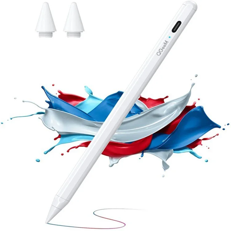 qgeem id706 stylus capacitif actif pour ipad 9,7 pouces (2018) / ipad 10.2 (2019) / (2020) / ipad air 10,5 pouces (2019) / (2020) fine point stylist pen digital drawing crayon - blanche