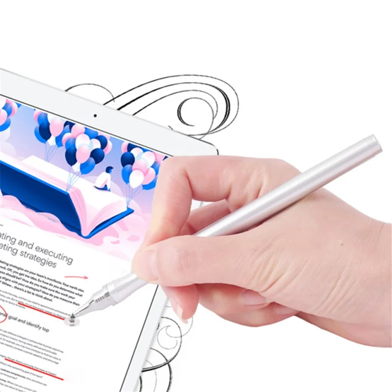 Capacitive Stylus Pen Double-head Fine Point Disc Stylus Touch Screen Pen for Tablet Smart Phone - Rose Gold