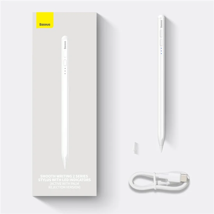 BASEUS Smooth Writing 2 Series Stylus with LED Indicator, Palm Rejection Stylus Pen with Nib, Type-C Cable (Active Palm-Rejection Version)