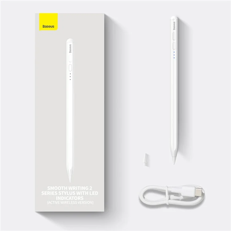 BASEUS Smooth Writing 2 Series Stylus with LED Indicator, Capacitive Touch Screen Pencil with Nib, Type-C Cable (Active Bluetooth-compatible Version)